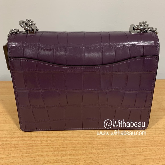 Coach Klare Crossbody Bag - Silver/Amethyst/Purple - Crocodile-embossed Leather - Picture 3 of 8